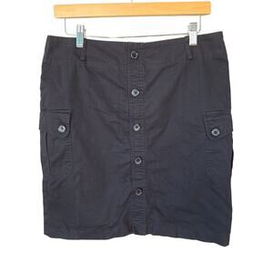Susan Bristol Black Cotton Button Front Cargo Pockets Mini Skirt Women Size 6